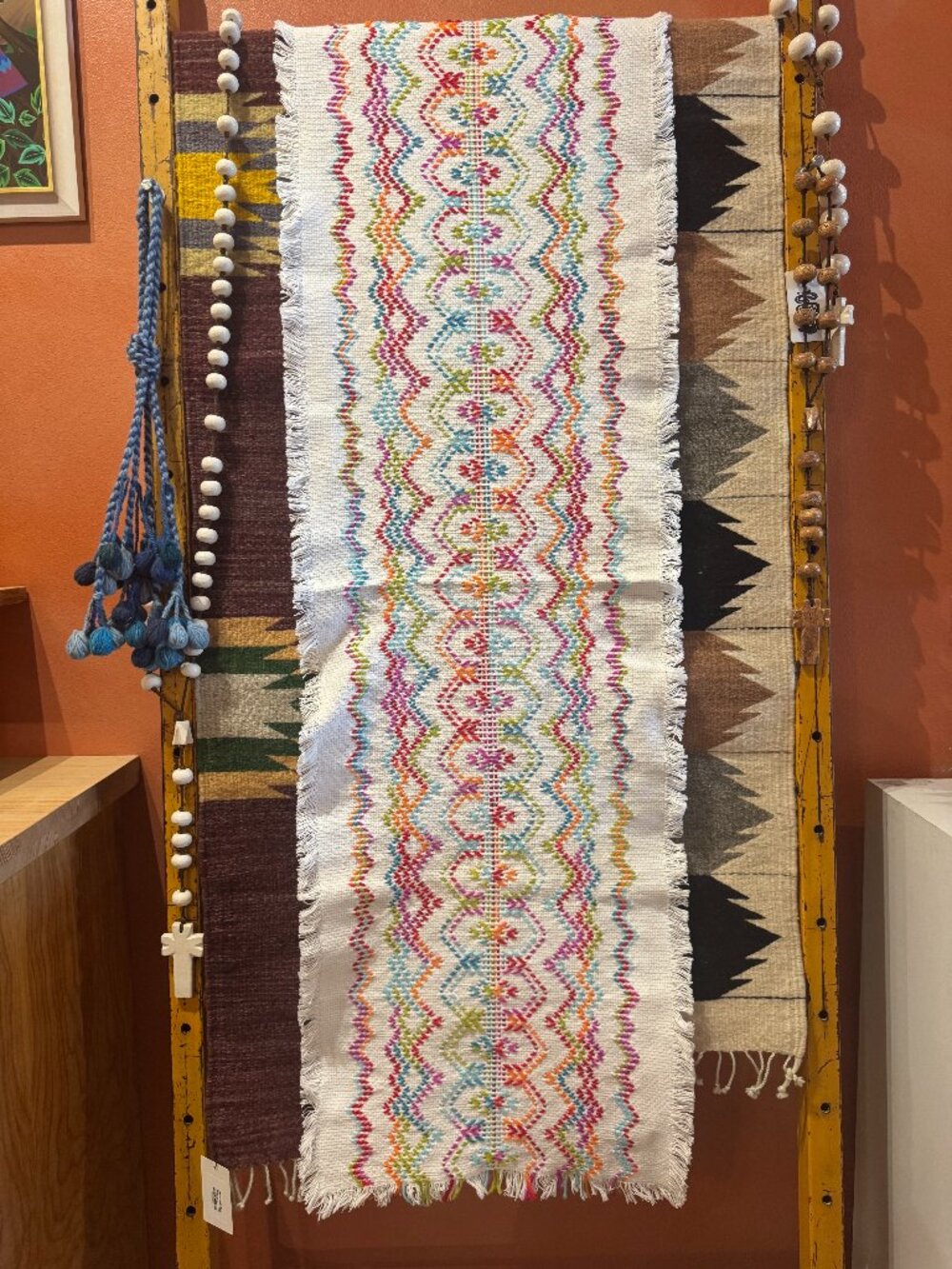 VNG Folk Art III Hand Woven Table Runner 53.5" X 17" Rainbow
